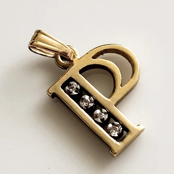 14K Gold Initial “P” Pendant with Diamond Accents - Picture 1 of 5